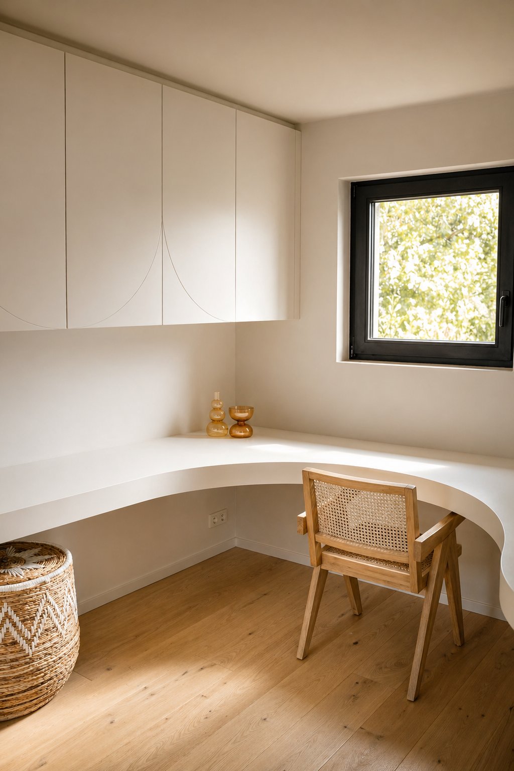 Bureau sur mesure à angle arrondi