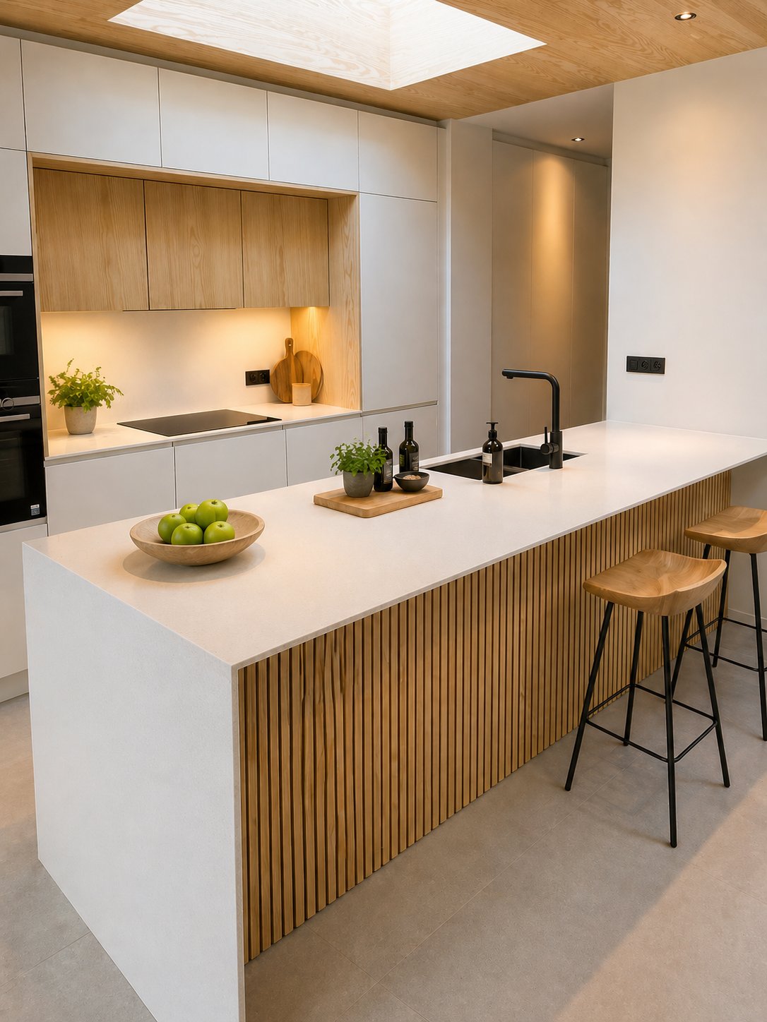 Cuisine sur mesure avec îlot central