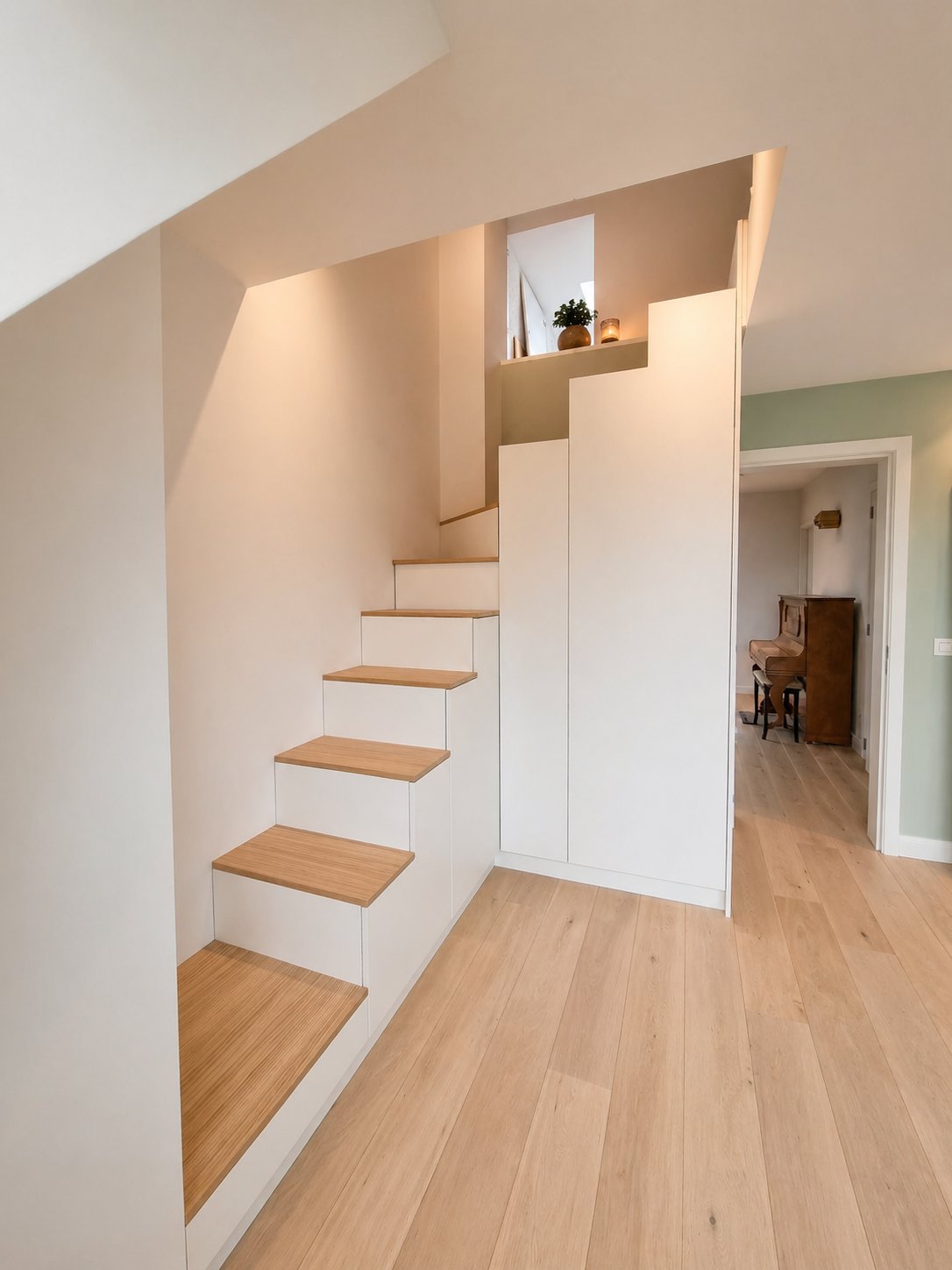 Escalier bois blanc sur mesure