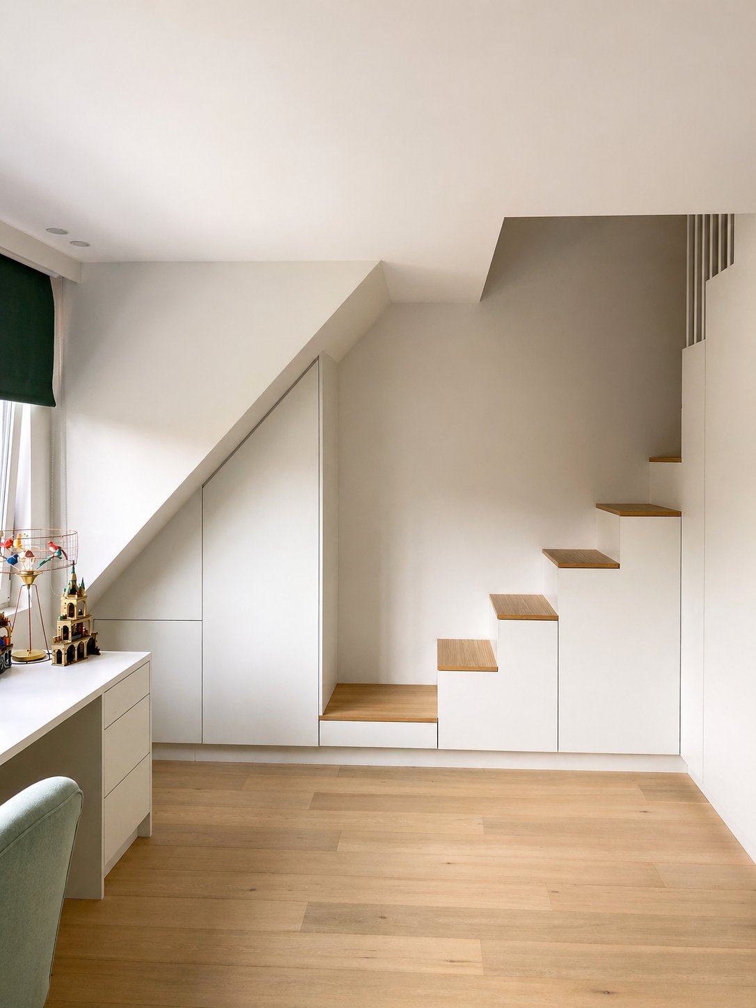 Rangements intégrés sous un escalier